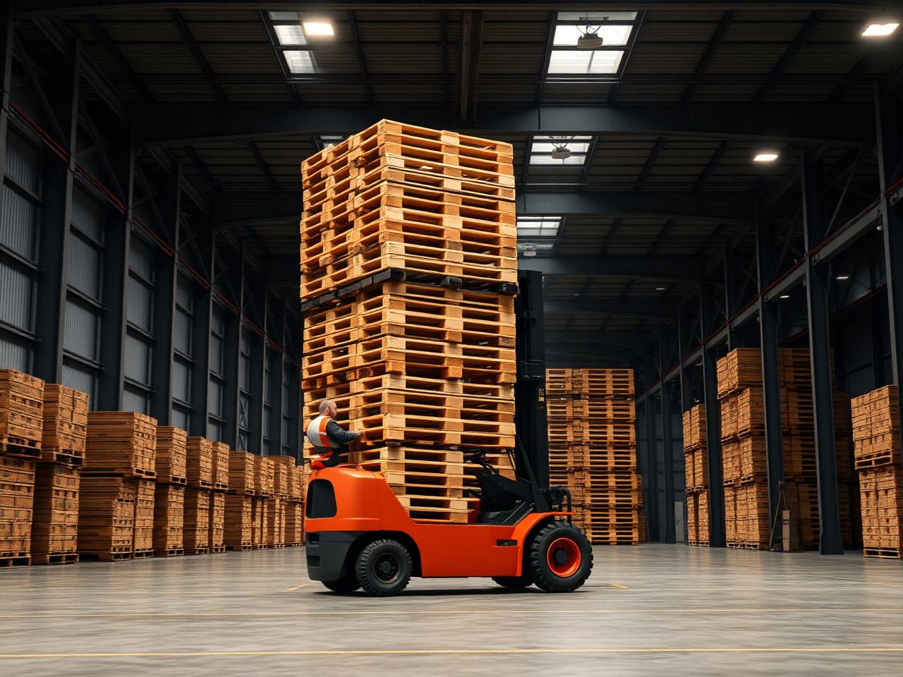 Forklift ile taşınan ahşap paletler
